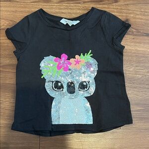 Black Koala Sequin Kids T-Shirt